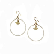 Sachi Island Waterfalls Earrings - White Solid Hoop