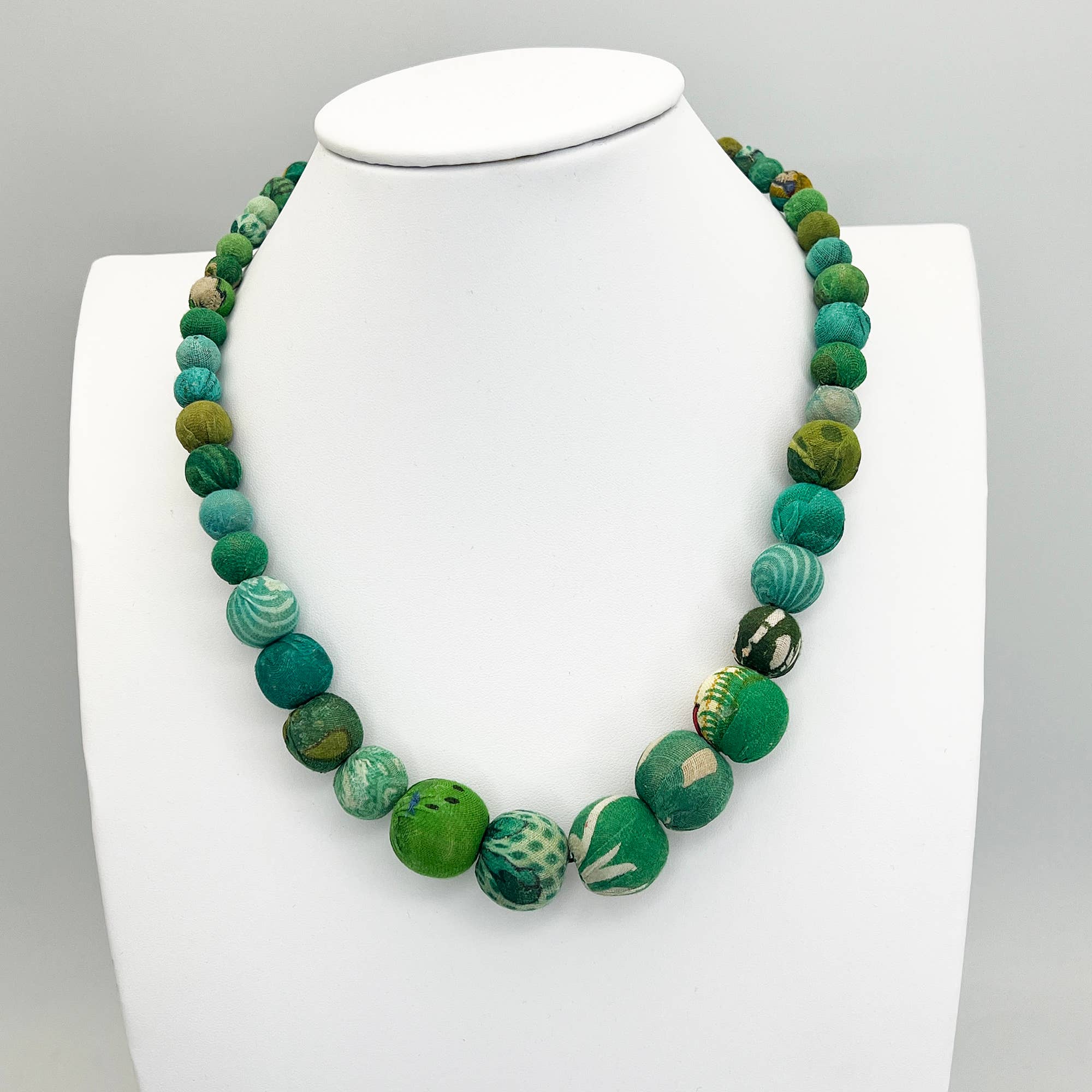 Aasha Cascade Seagrass Kantha Beaded & Handcrafted Necklace