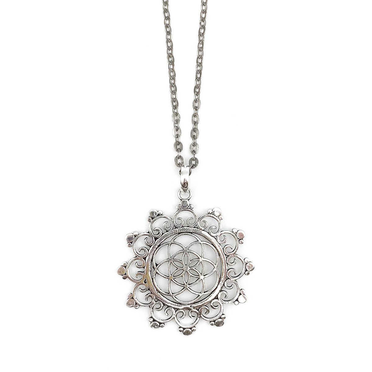 Tanvi Collection Necklace - Silver Filigree and Spirals