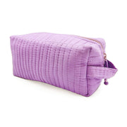 Aviva Collection - Quilted Solid Cotton Cosmetic Bag - Purple