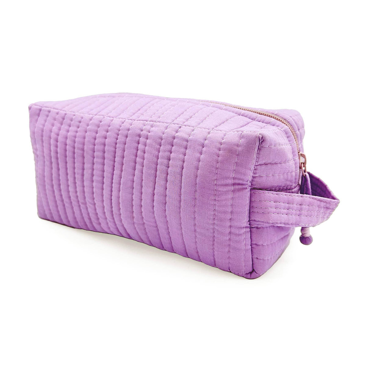 Aviva Collection - Quilted Solid Cotton Cosmetic Bag - Purple