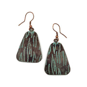 Copper Patina Earrings - Teal and Brown Texture