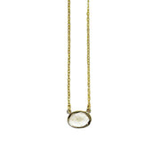 Gold Plated Necklace with Semi-Precious Stone - Quartz