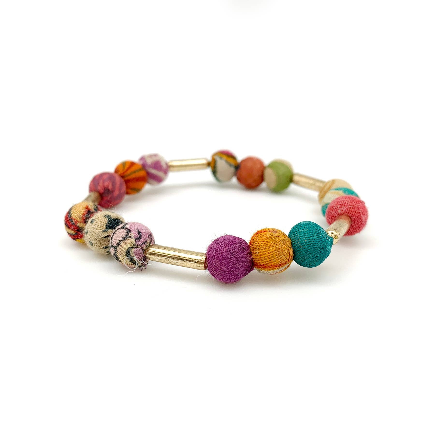 Aasha Stacking Bracelet - Brass Bars and Small Beads