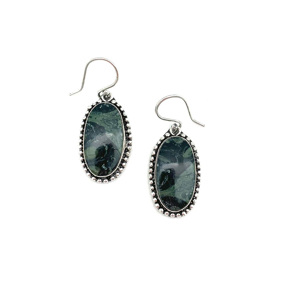 Kashi Semiprecious Large Stone Earrings - Kambaba Jasper