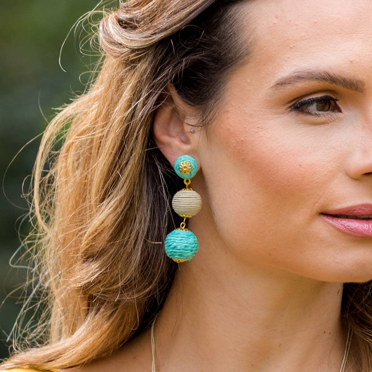 Sachi Turquoise Waters Earrings - Three Small Circles