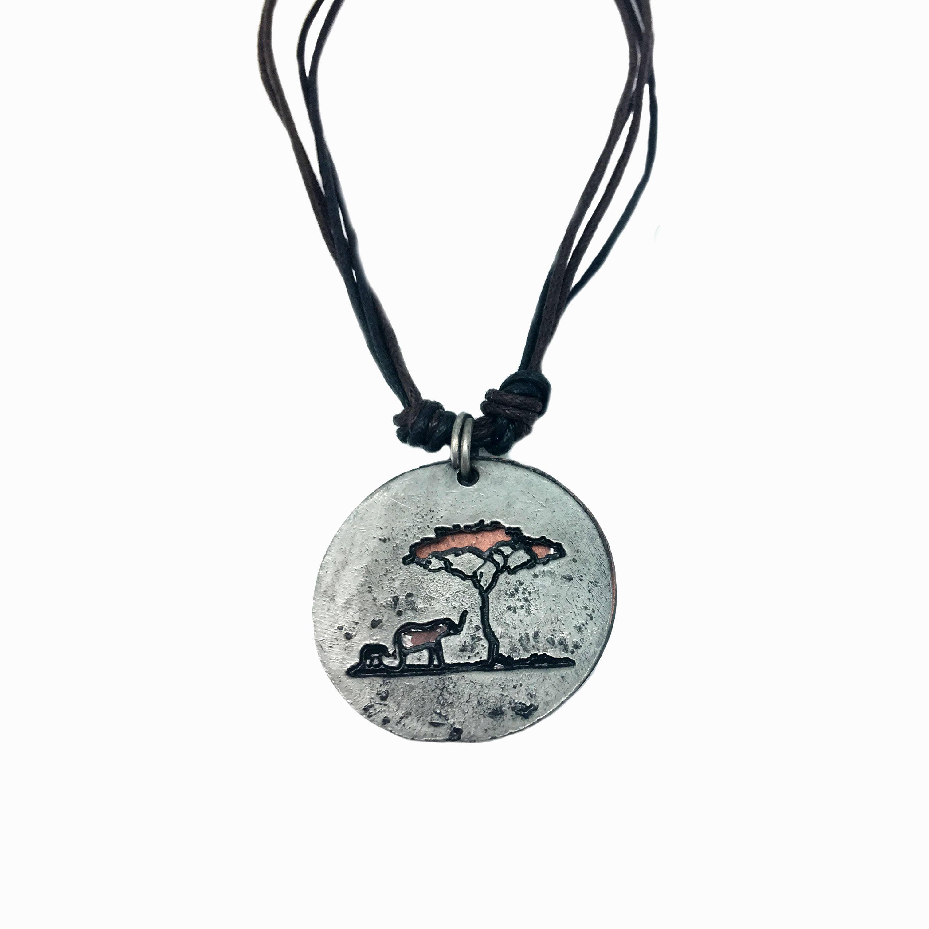 Pewter Necklace - Tree and Elephant