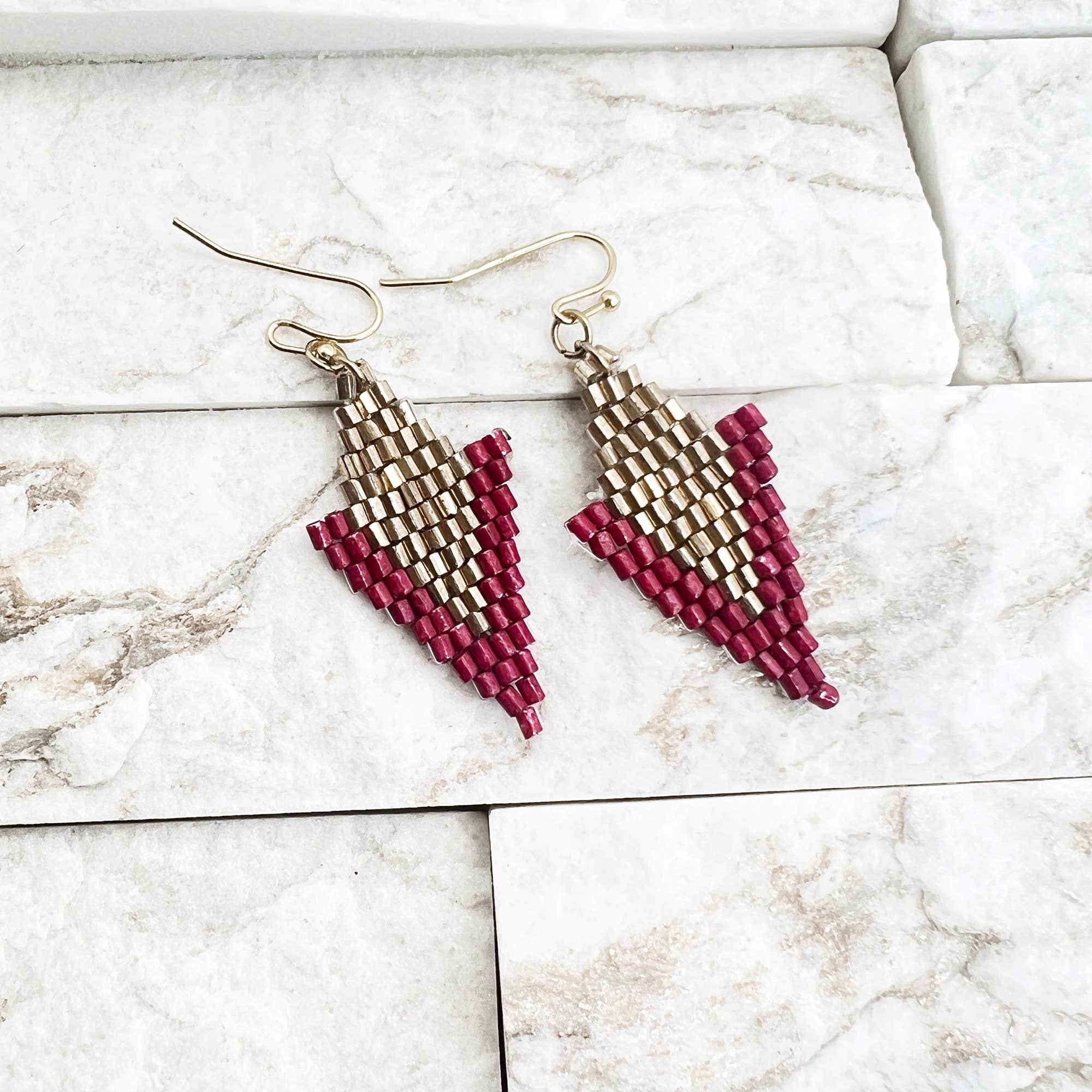 Seed Bead Arrowhead Earrings - Multiple Color Styles
