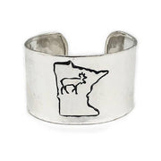 Silver Adjustable Cuff Bracelet - Minnesota with Moose