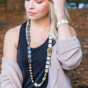 Omala Silver Fog Collection Necklace - Squares and Copper