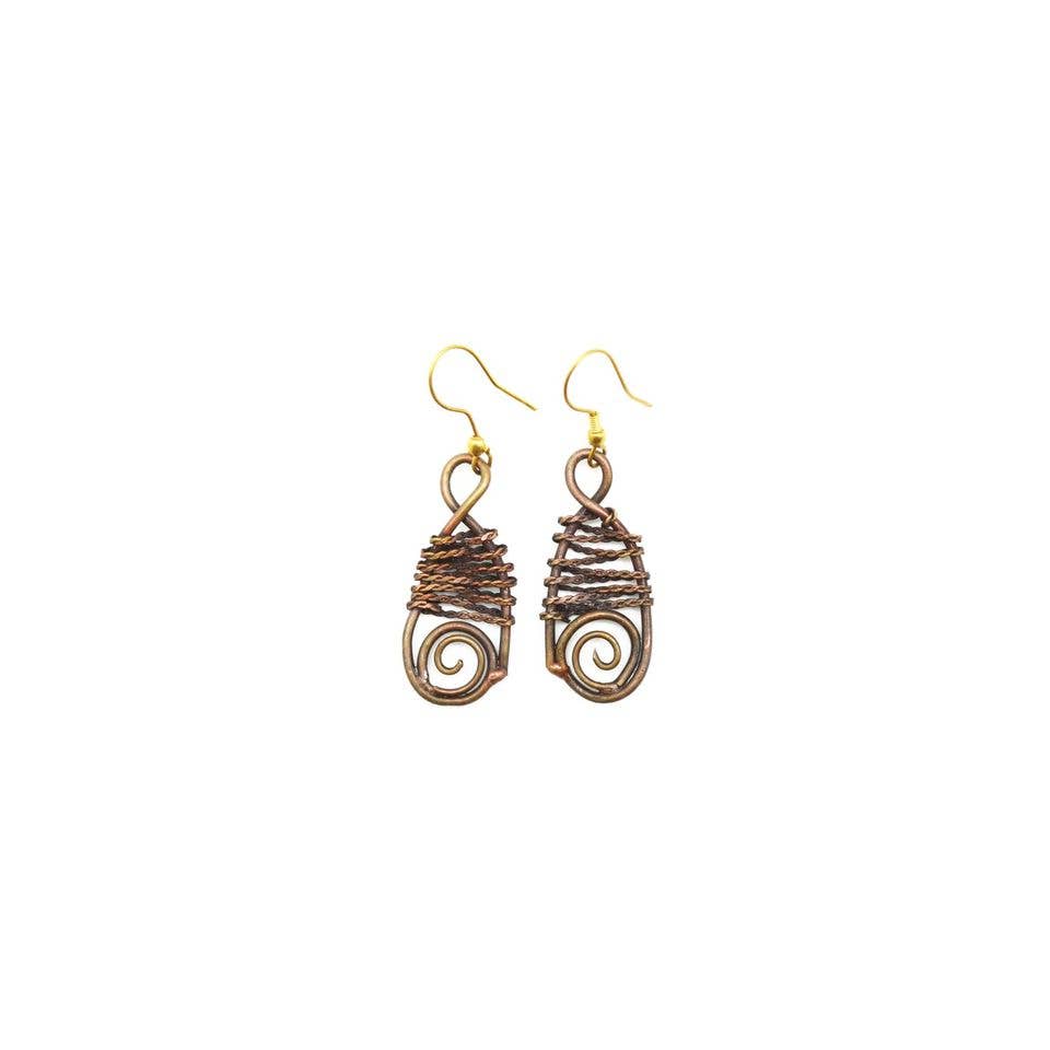Basketweave Spiral and Chain Wrapped Earrings