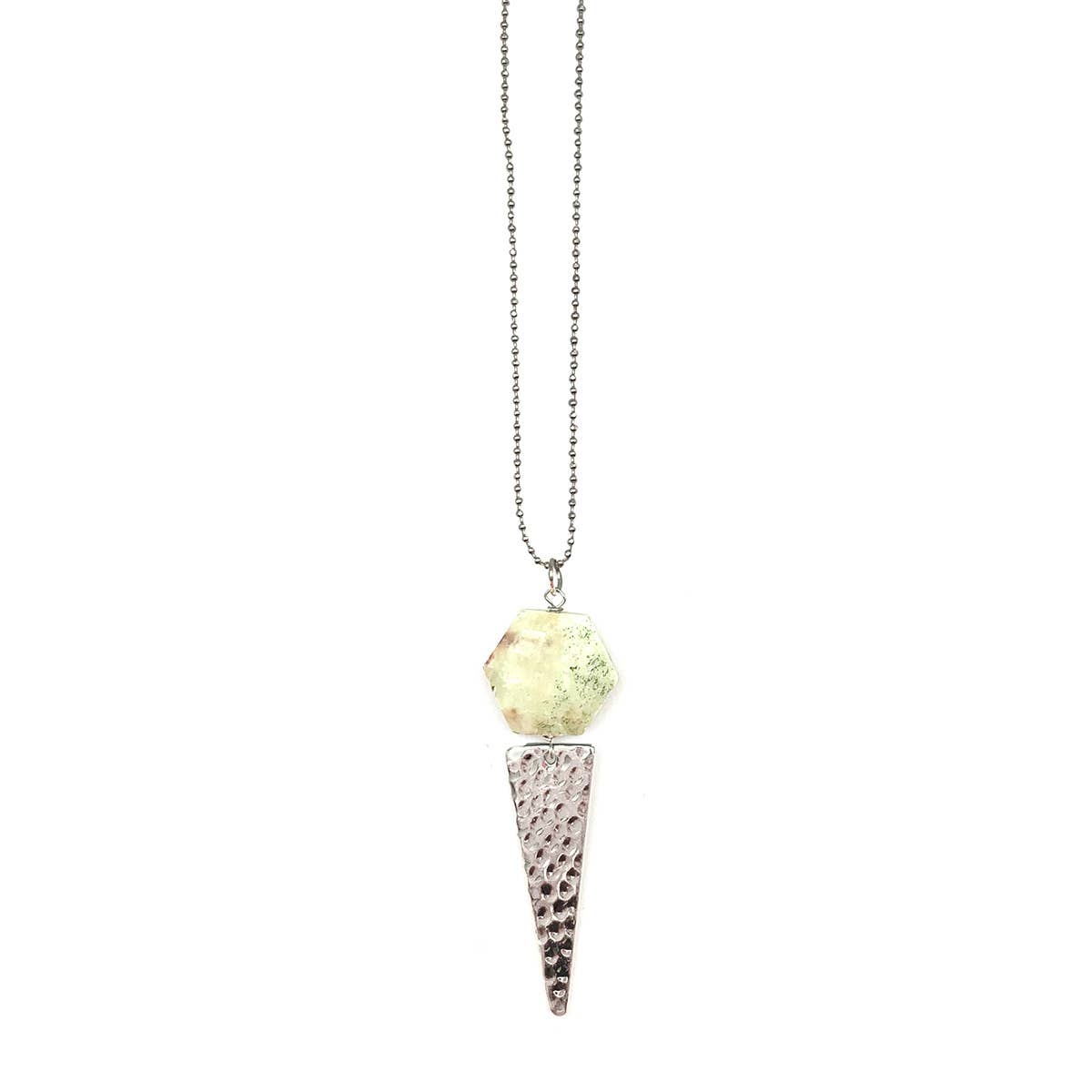 Akriti Silver and Medium Faceted Lemon Chrysoprase Necklace