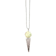 Akriti Silver and Medium Faceted Lemon Chrysoprase Necklace