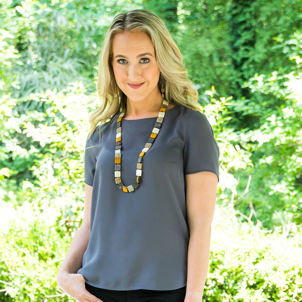 Omala Autumn Neutrals Collection Necklace - Mixed Squares