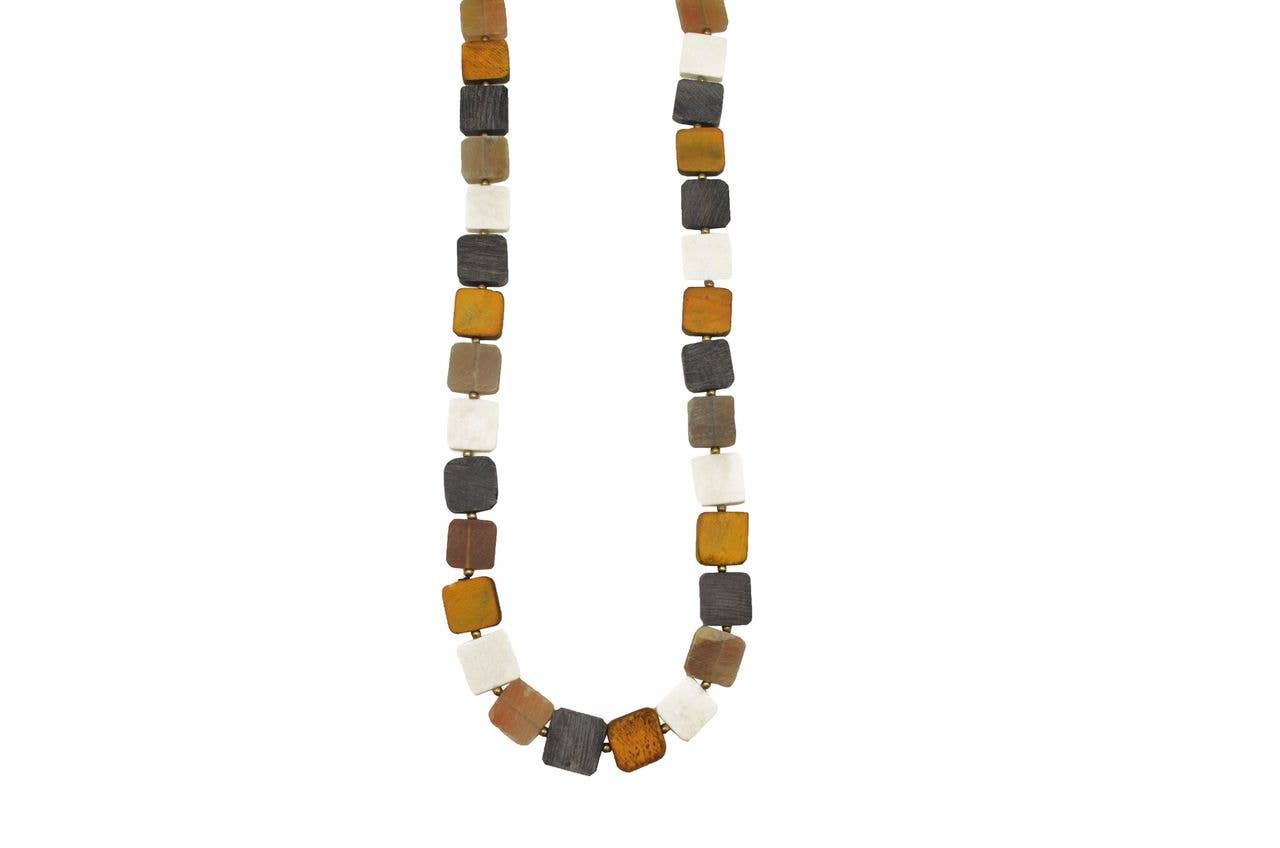Omala Autumn Neutrals Collection Necklace - Mixed Squares