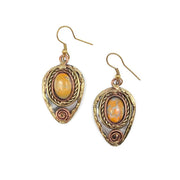 Mixed Metal and Bumblebee Jasper Stone Earrings