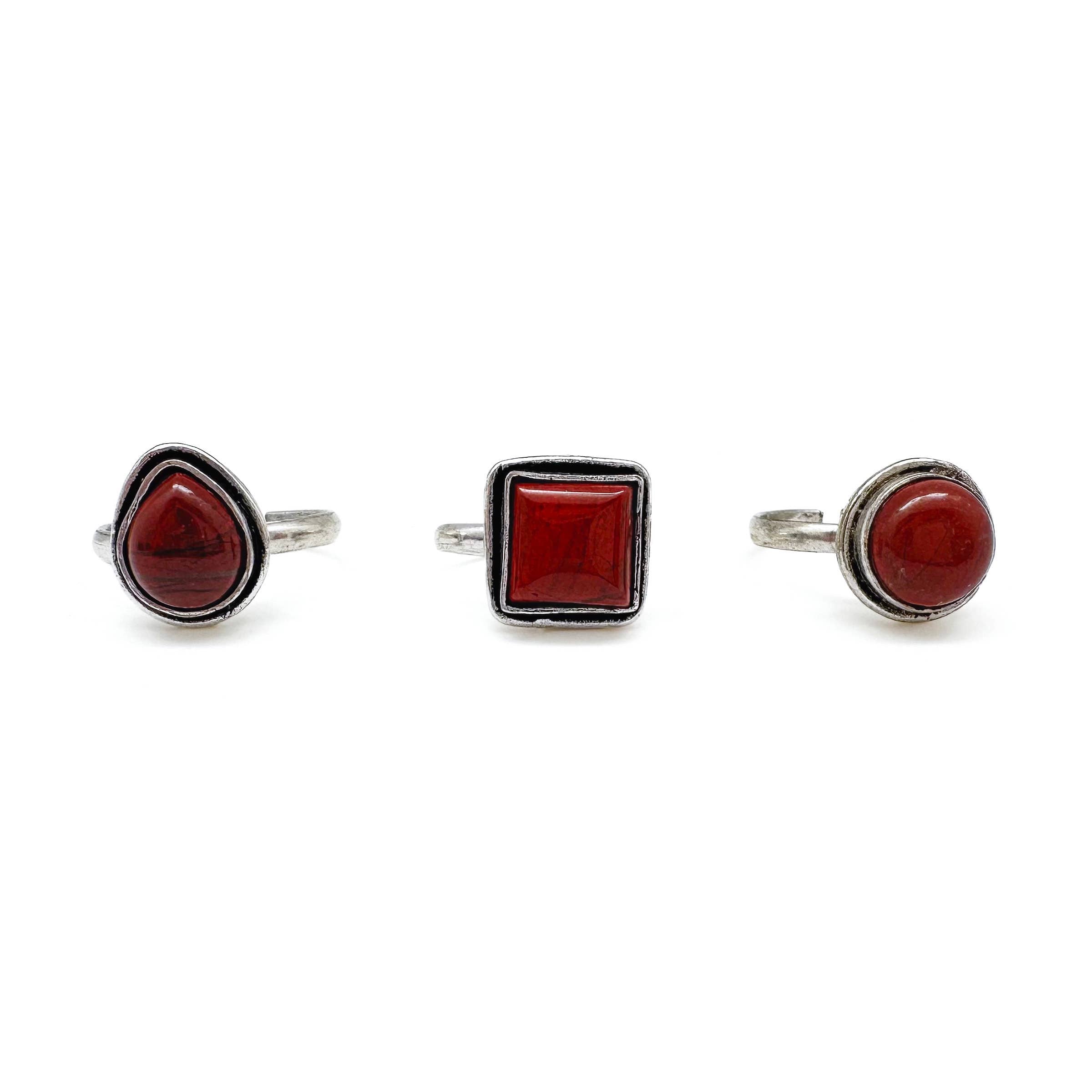 Kashi Semiprecious Small Stone Ring - Red Jasper