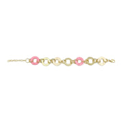 Sachi Raffia Rings Bracelet - Pink and Cream Small Rings