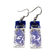 Pewter Earrings with Color Enamel - Cobalt/Lavender