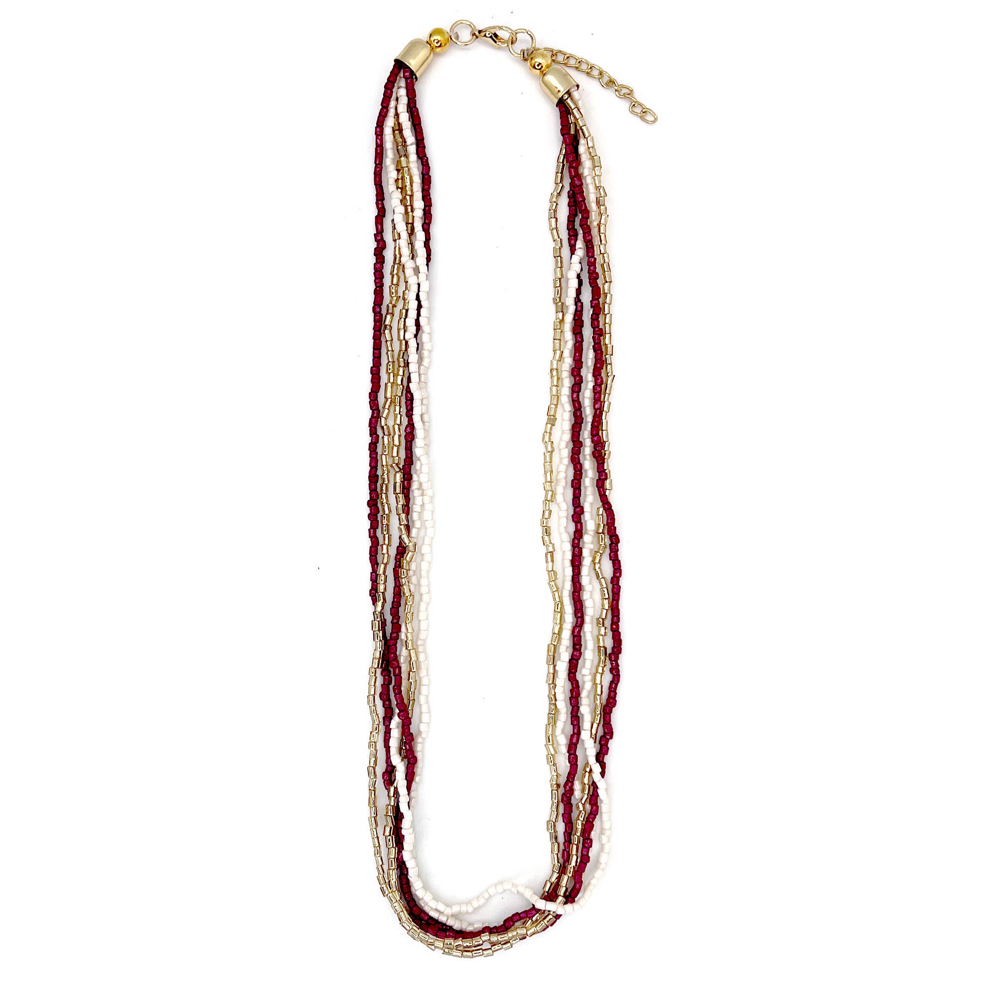 Seed Bead Multi-Strand Bib Necklace - Multiple Color Styles