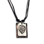 Pewter Necklace - Leaf Cutout in Frame