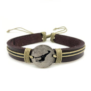 Pull Tie Leather Bracelet - Giraffe