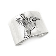 Silver Plated Adjustable Cuff Bracelet - Hummingbird