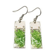 Pewter Earrings with Color Enamel - Light Green/Cream