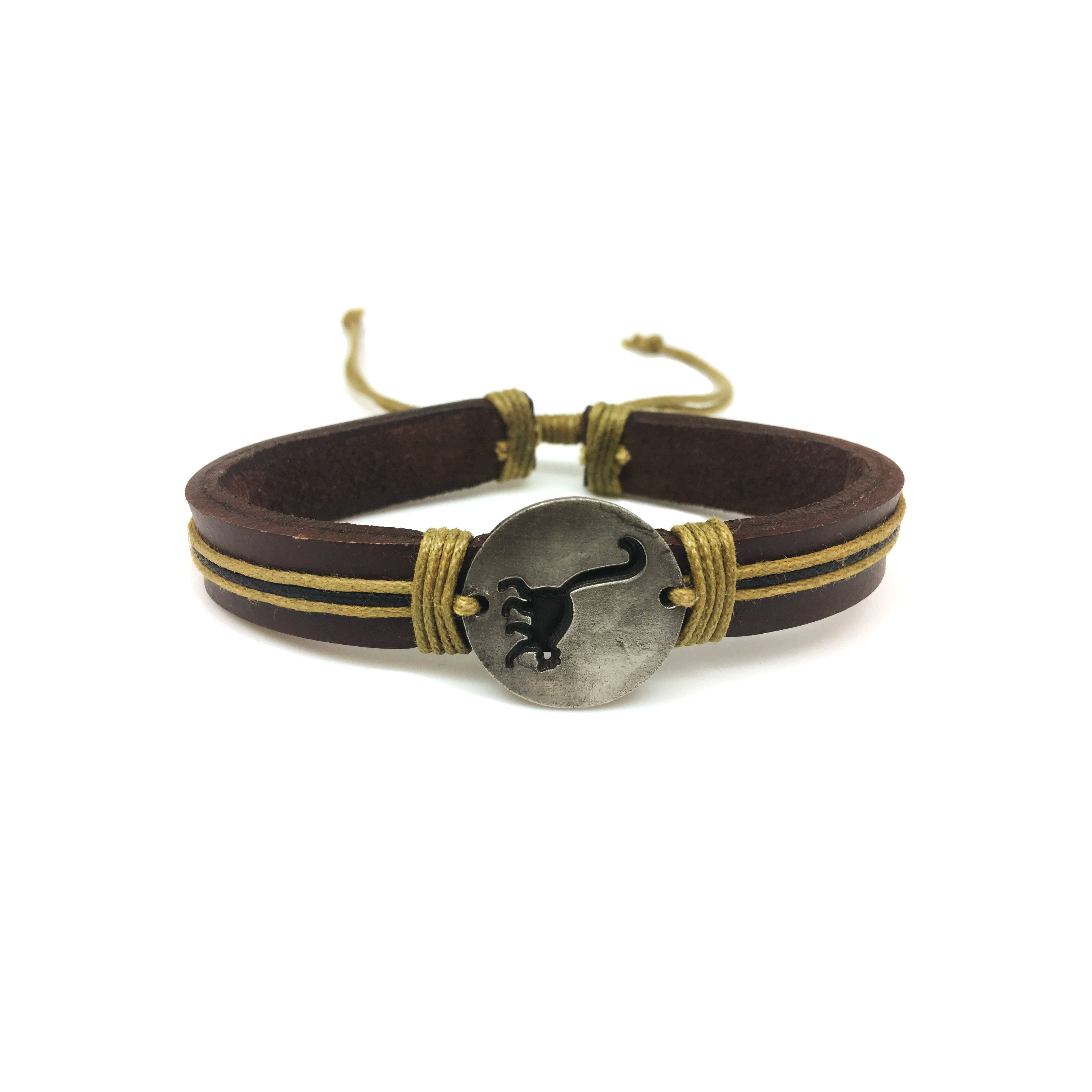 Pull Tie Leather Bracelet - Lemur