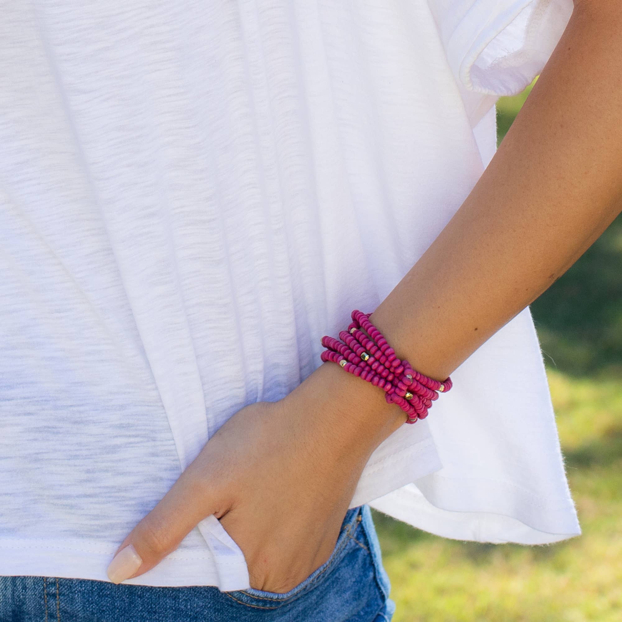 Sachi Chromatic Hues - Fuschia Multi-Strand Bracelet