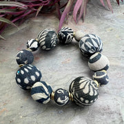 Aasha Bold Monochrome Stretch Kantha Handcrafted Bracelet