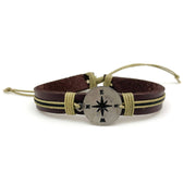 Pull Tie Leather Bracelet - Compass