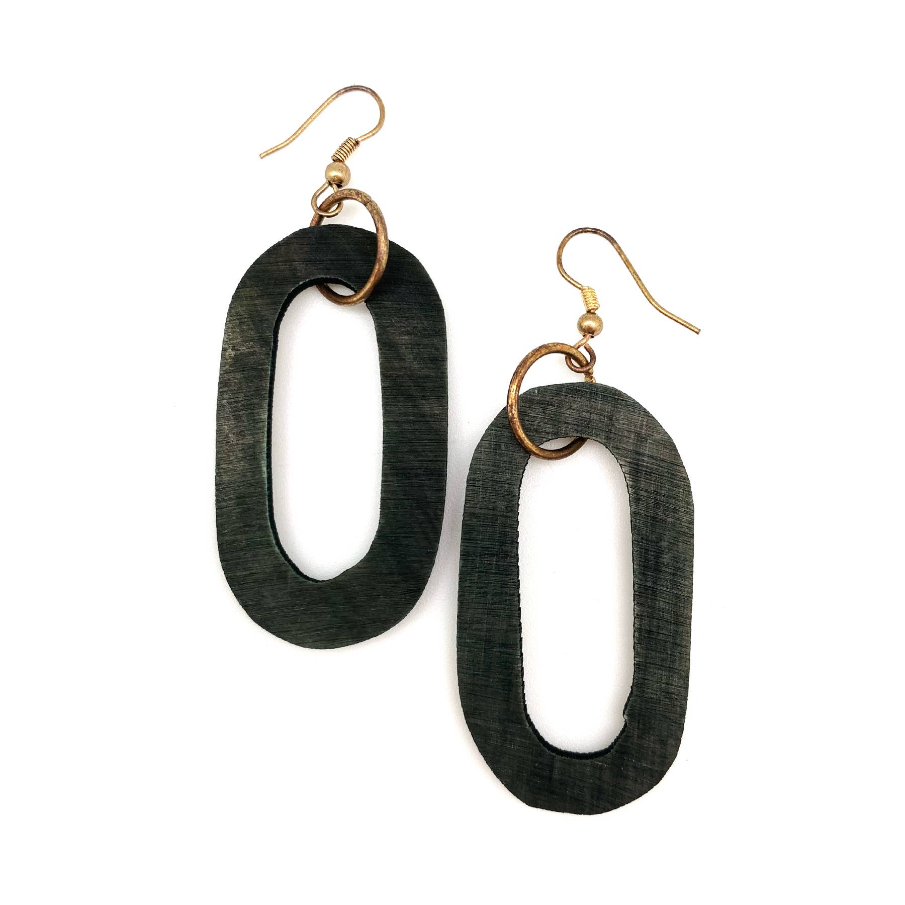 Omala Misty Greens Collection Earrings - Long Oval Beads