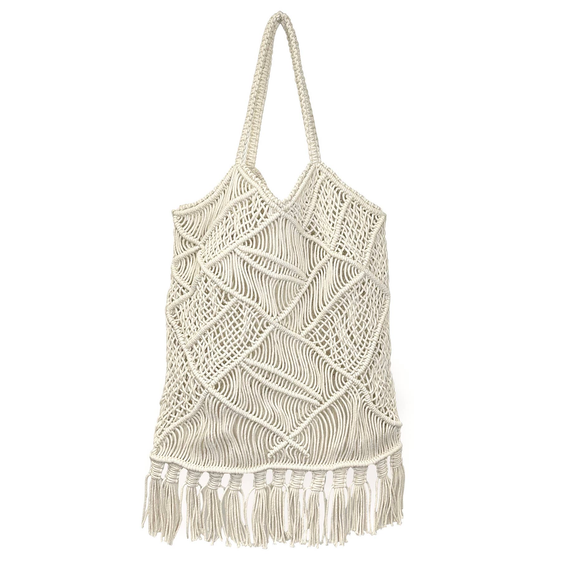 Adira Woven Cotton Macrame Large Fringe Bags