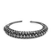 Basketweave Antique Silver Braided Wire Rounded Cuff