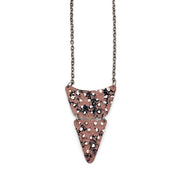 Silver Patina Necklace - Dusty Rose Pieced Triangle