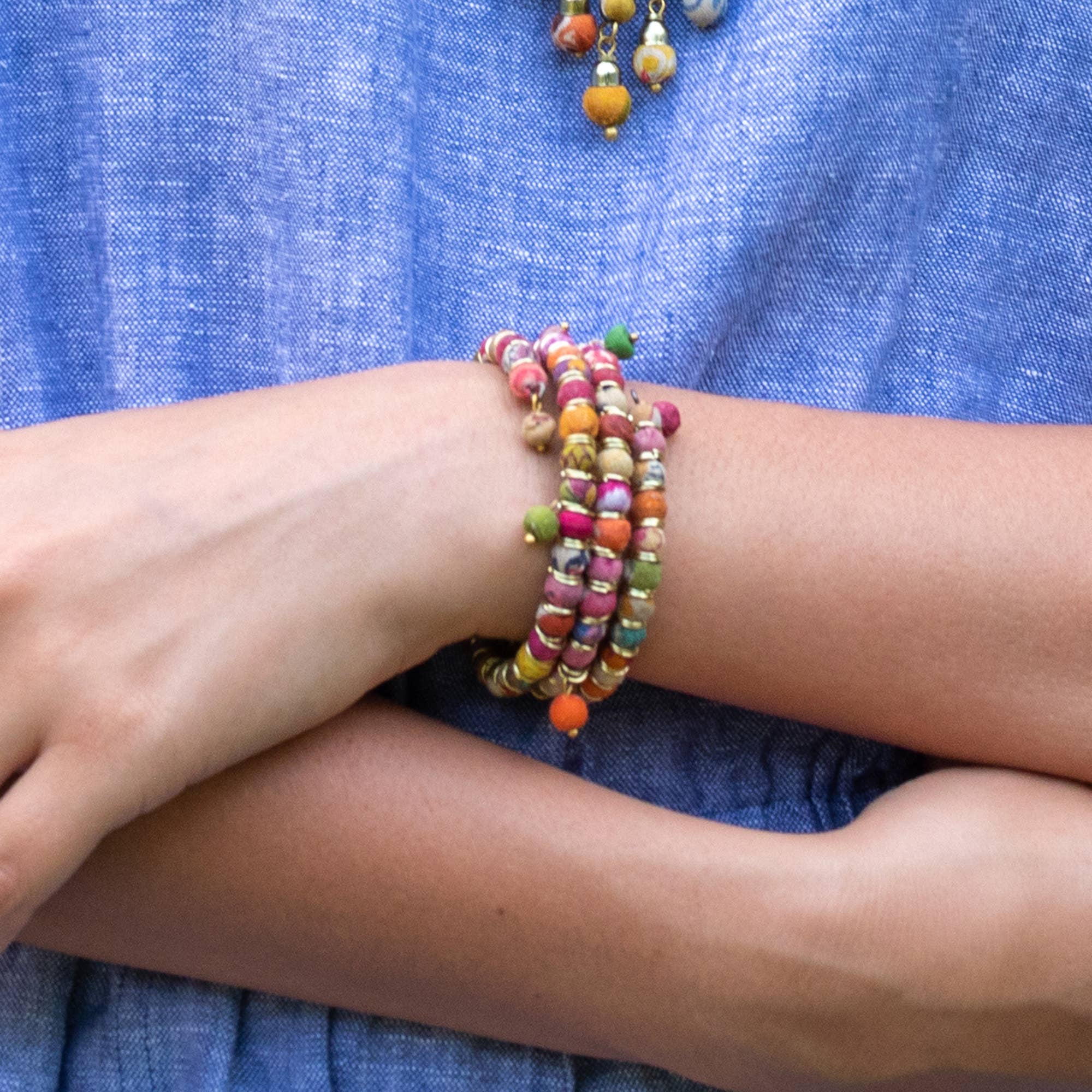 Aasha Kantha Beaded Ends Handcrafted Bracelet
