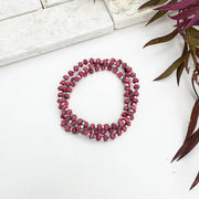 Sachi Wood Bead Wrap Bracelet - Fuschia