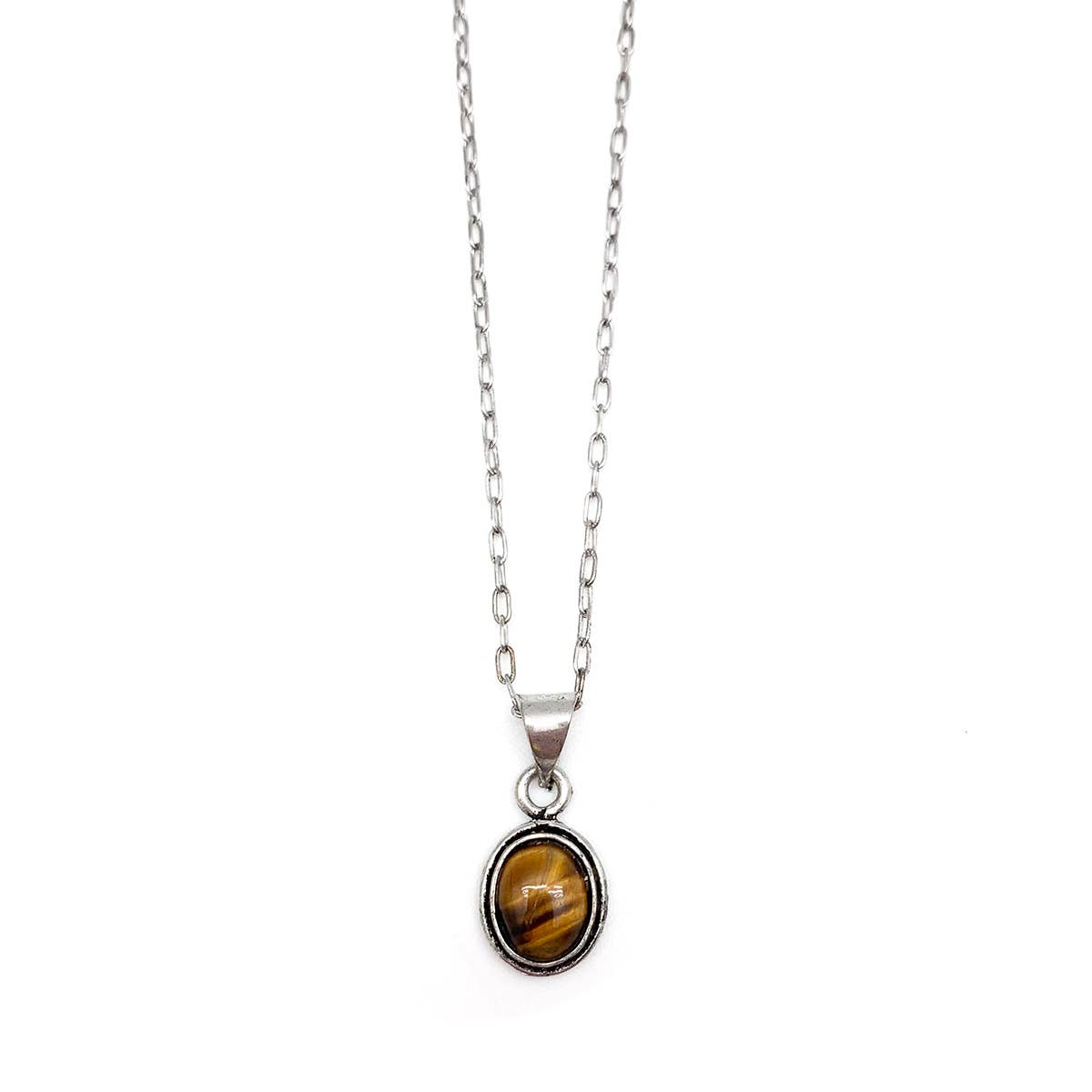 Handcrafted Semiprecious Small Stone Necklace - Tigereye