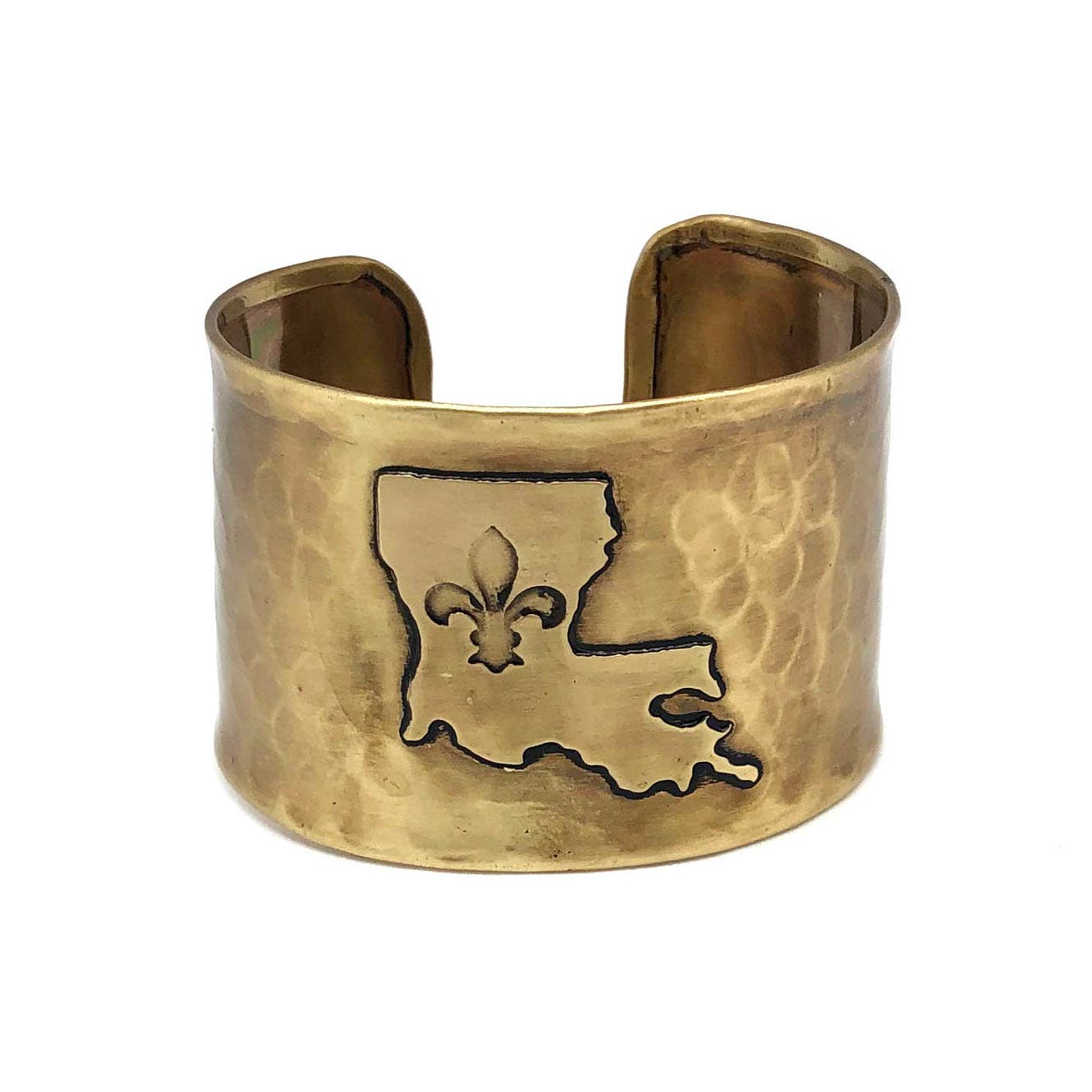 Antique Brass Adjustable Cuff - Louisiana Fleur-de-Lis