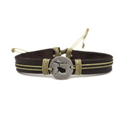 Pull Tie Leather Bracelet - Owl on Branch