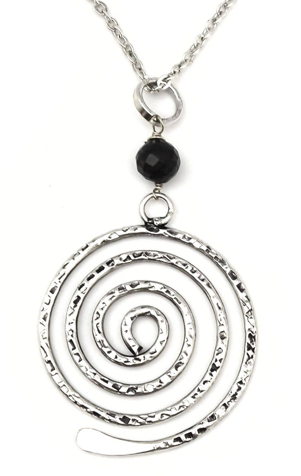 Banjara Silver Spiral with Onyx Necklace