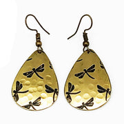 Dragonflies Brass Engraved Earrings