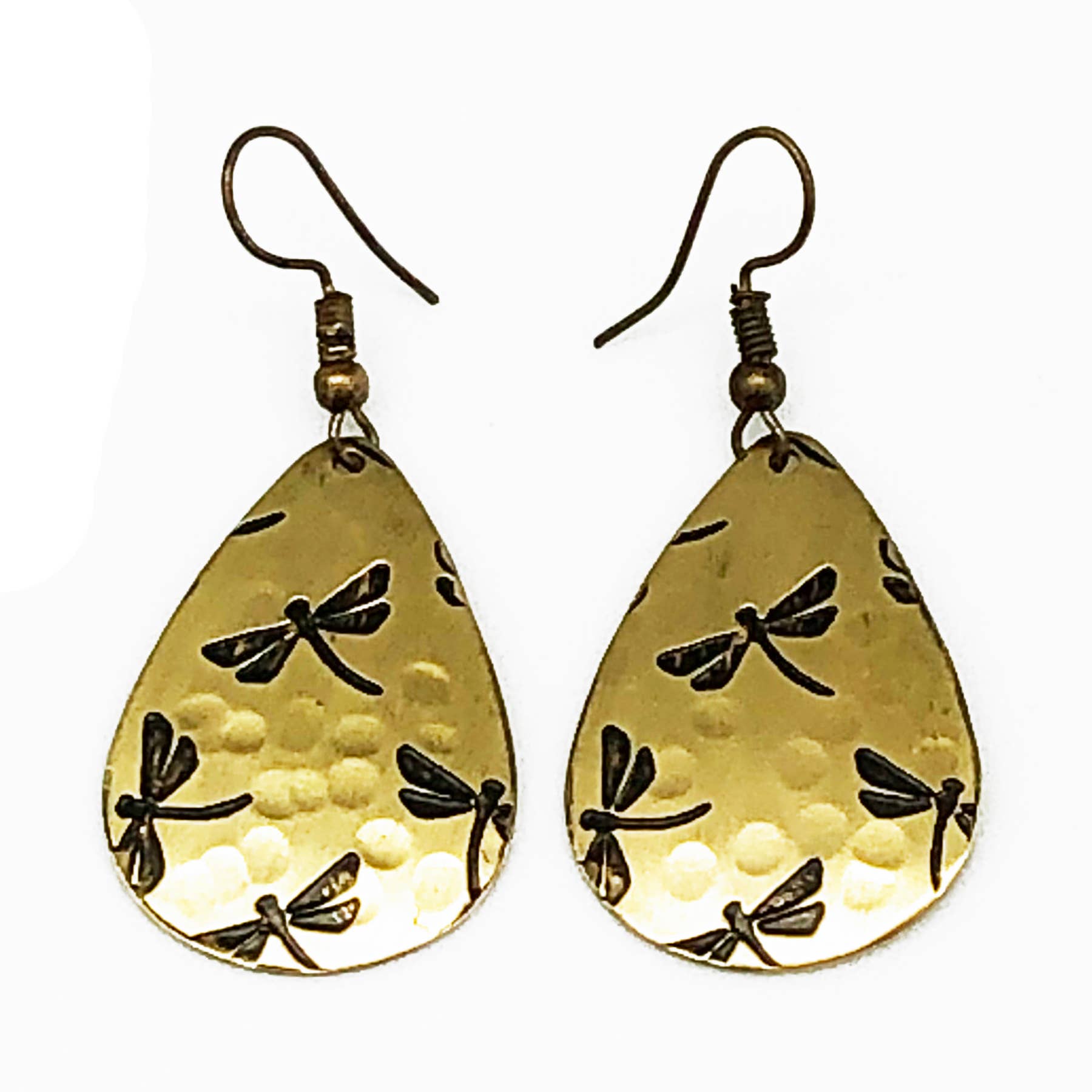 Dragonflies Brass Engraved Earrings