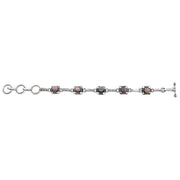 Tanvi Silver Link Bracelet - Rhodonite Circles