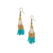 Sachi Island Waterfalls Earrings - Multi Colorblock Tassel