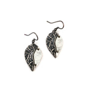 Pewter Earrings - Two Tone Leaves in Silver/Antique Silver