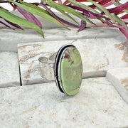 Handcrafted Kashi Semiprecious Stone Ring -Lemon Chrysoprase