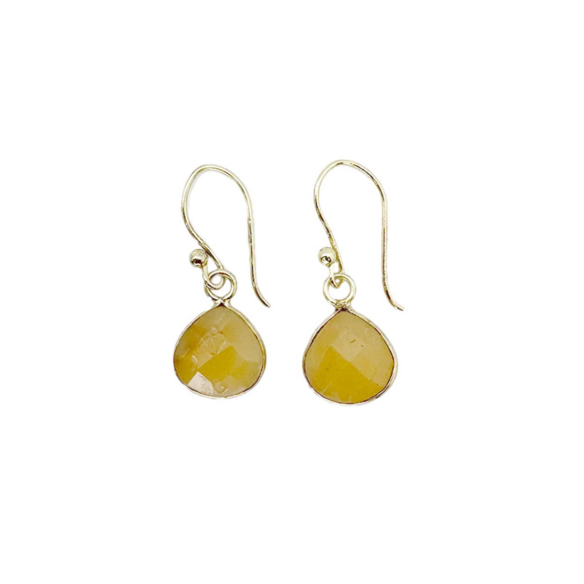 GoldPlated Earrings with SemiPreciousStone Yellow Aventurine
