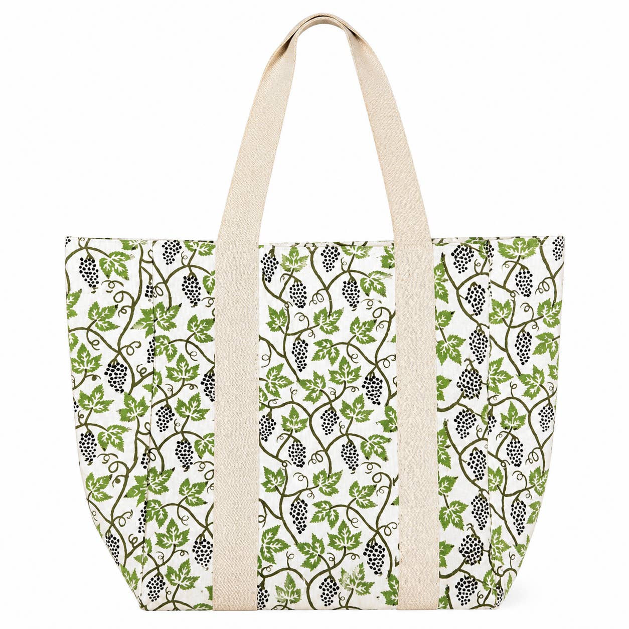 Handcrafted Block-Printed Canvas Bag - Grape Vine